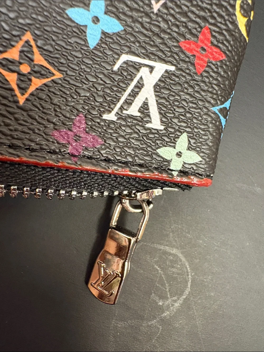 Designer Inspired Black Multicolor Monogram Key & Coin Pouch
